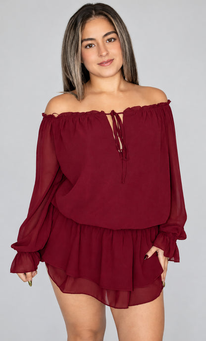 Bordeaux Ruffle Romper
