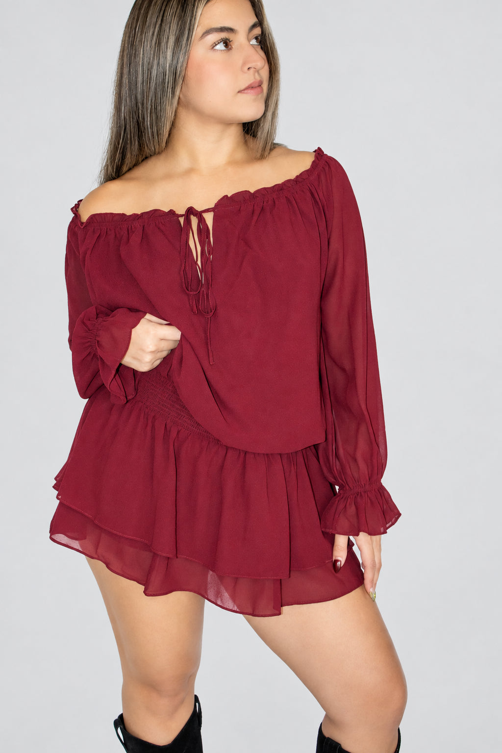 Bordeaux Ruffle Romper