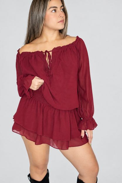 Bordeaux Ruffle Romper
