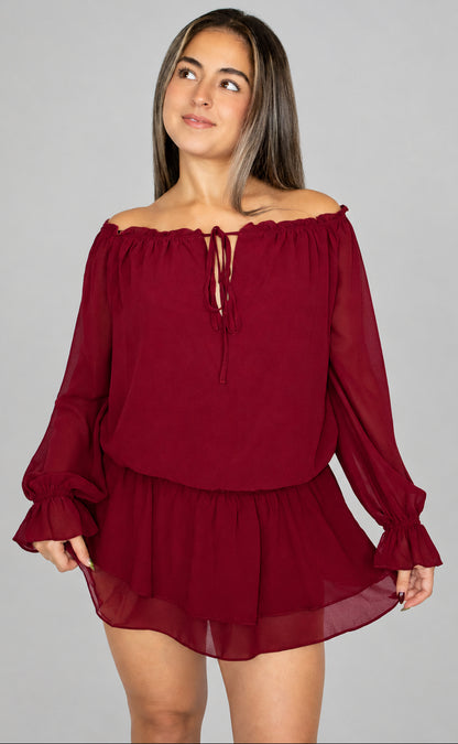 Bordeaux Ruffle Romper