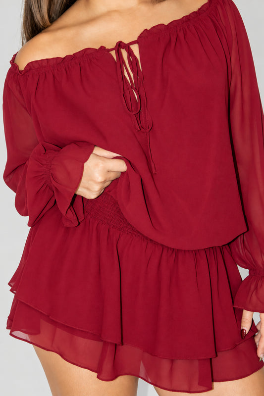 Bordeaux Ruffle Romper