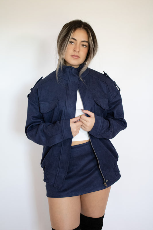 Midnight Faux Suede Jacket