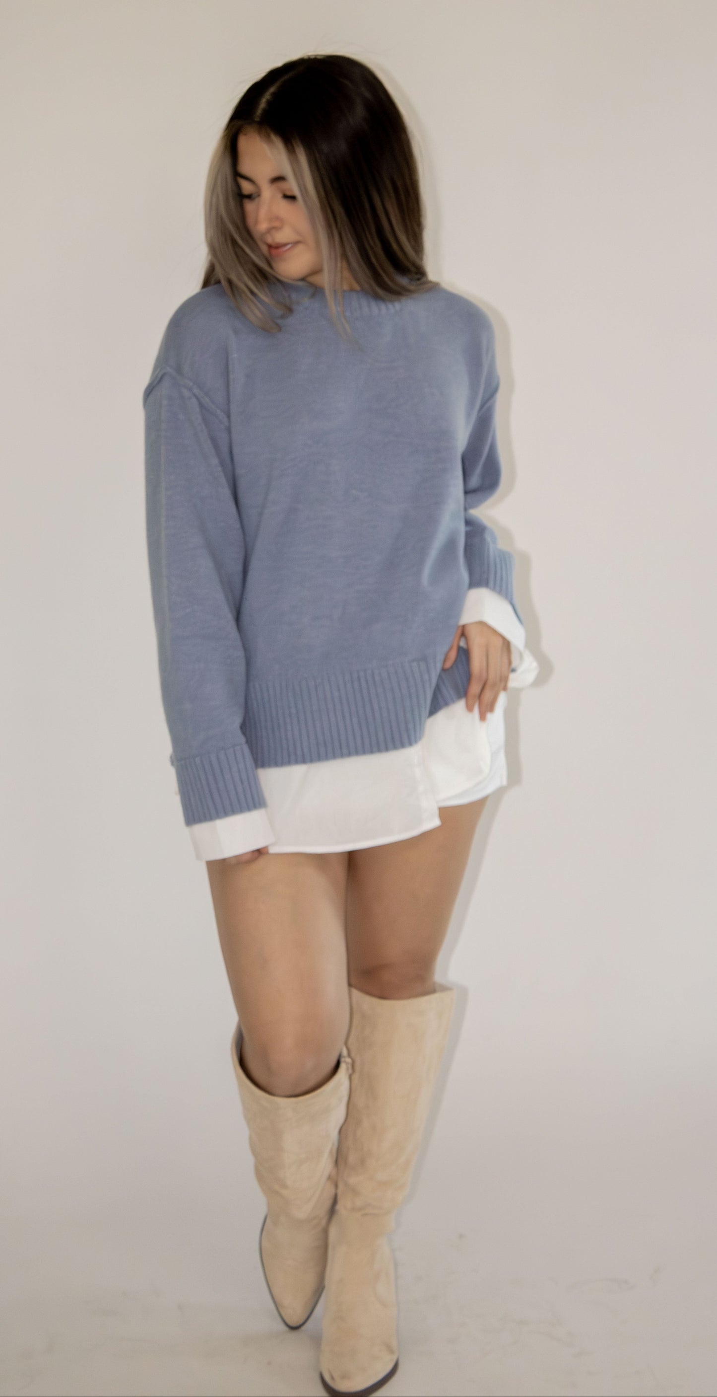 Rowan Shirt Combo Sweater