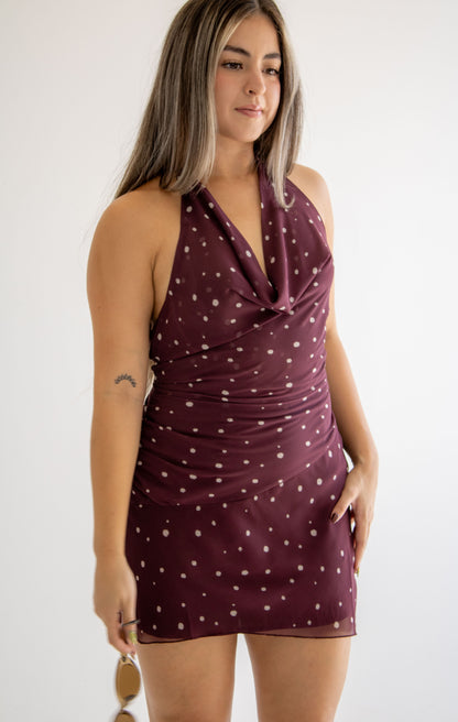 Marielle Polka Dot Halter Mini Dress