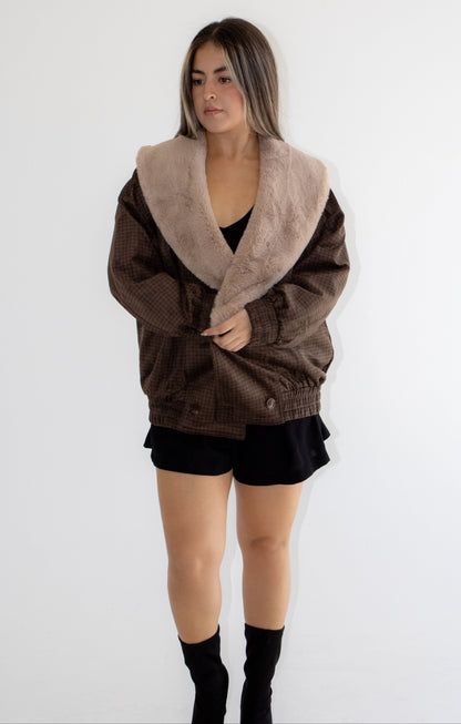 Marlowe Plaid Contrast Collar Coat