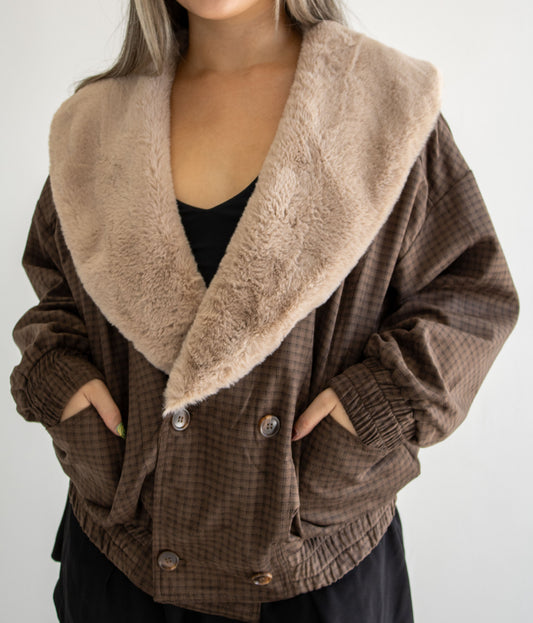 Marlowe Plaid Contrast Collar Coat