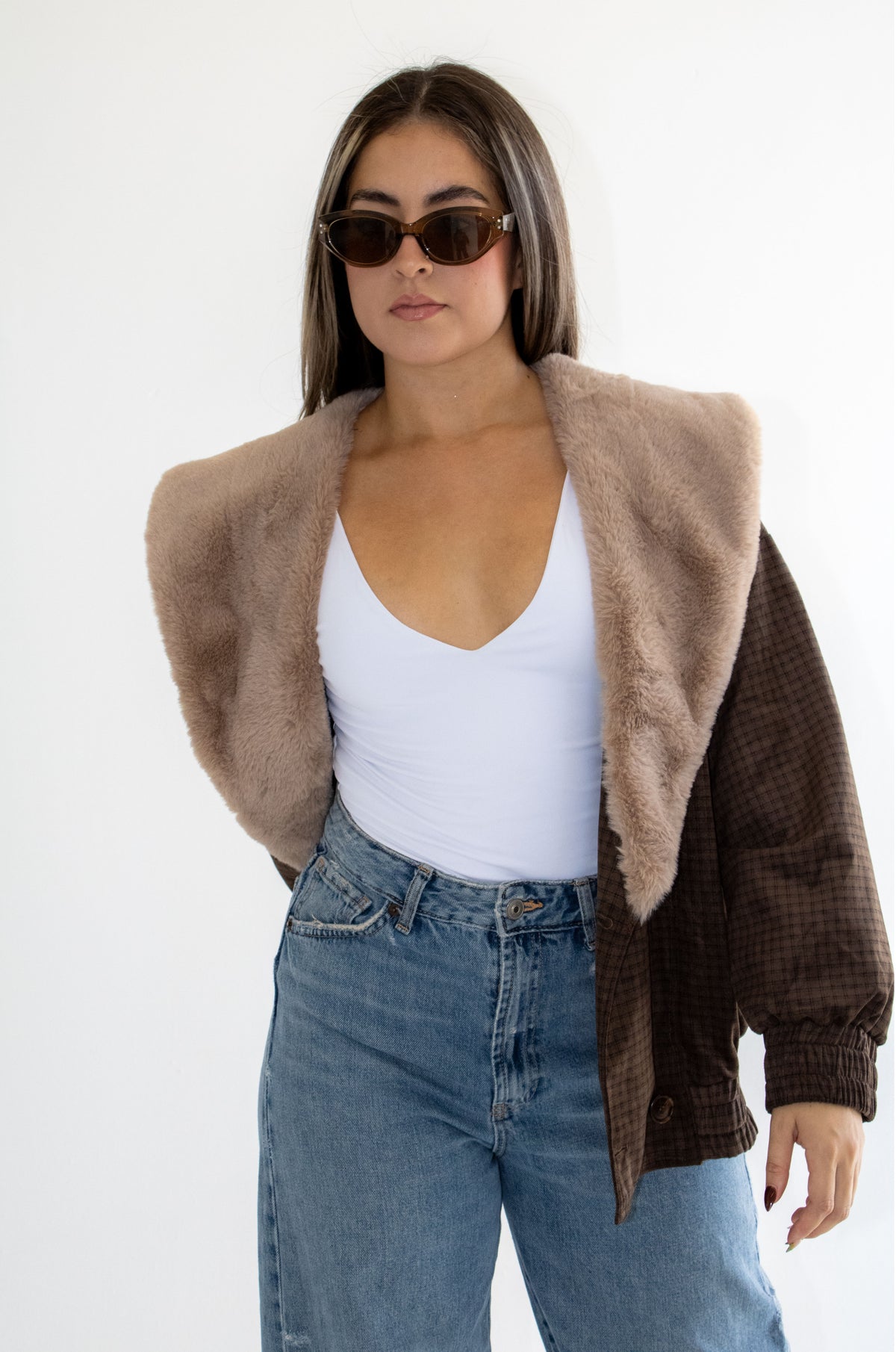 Marlowe Plaid Contrast Collar Coat