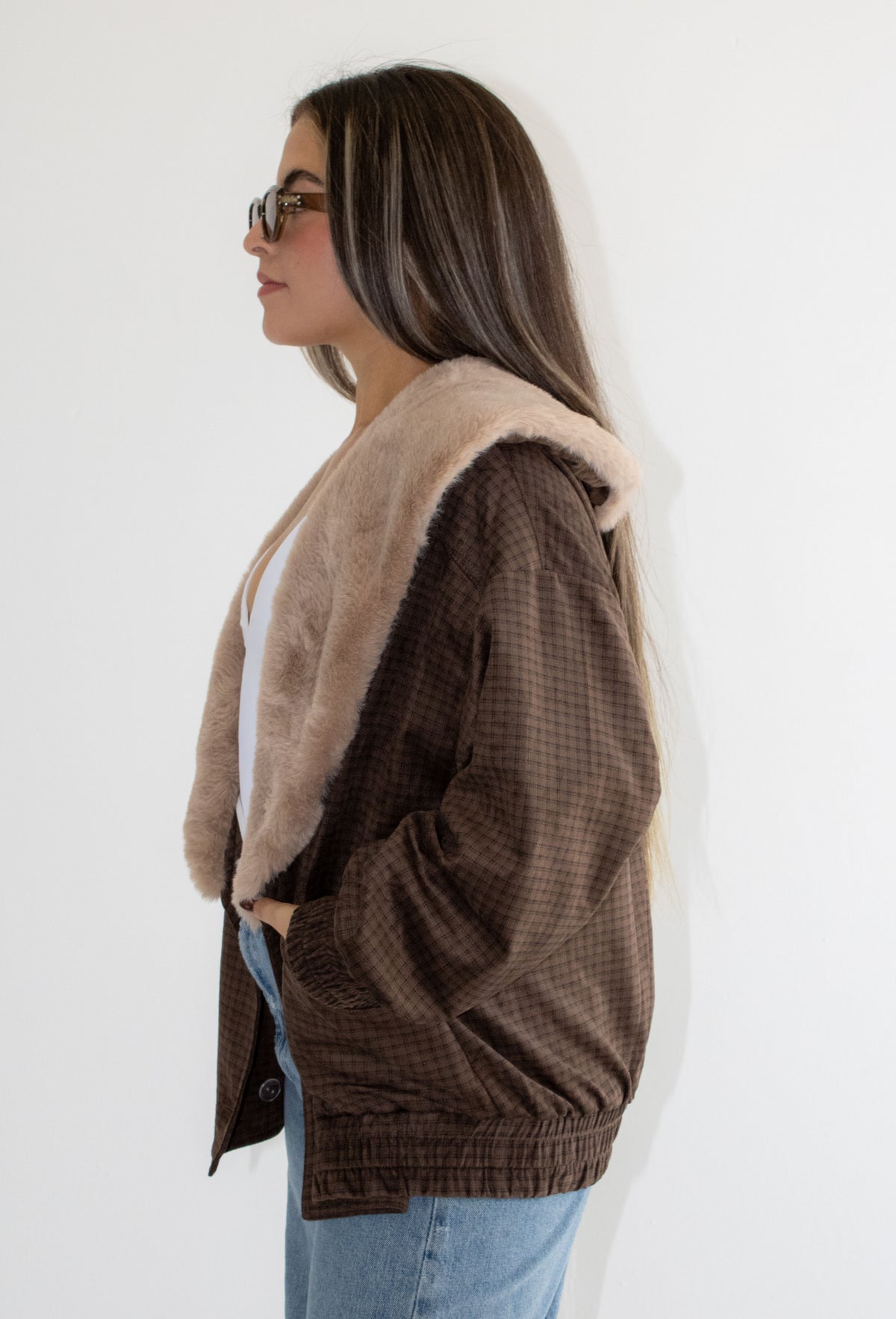 Marlowe Plaid Contrast Collar Coat