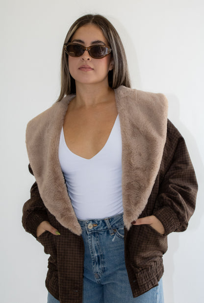 Marlowe Plaid Contrast Collar Coat