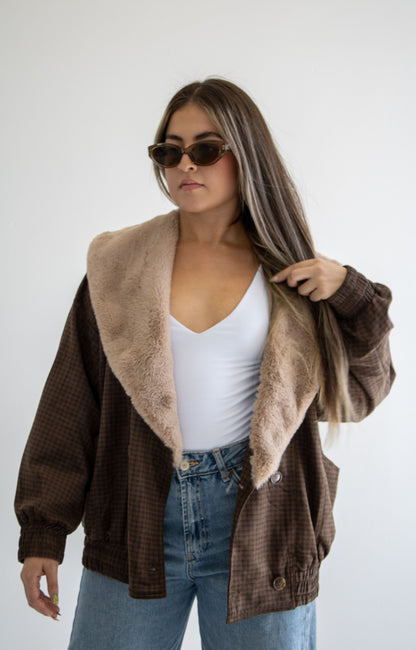 Marlowe Plaid Contrast Collar Coat
