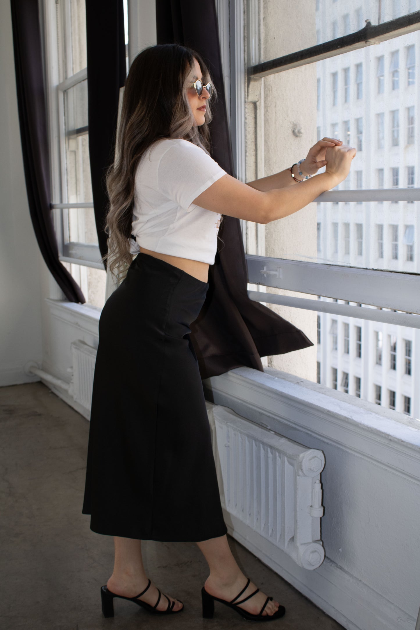 Lucia Satin Midi Skirt