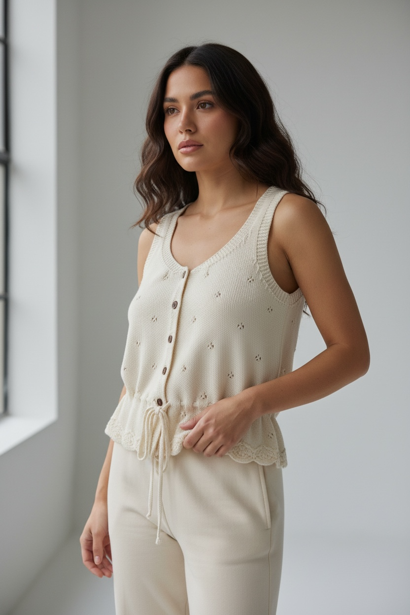 Delilah Pointelle Knit Top