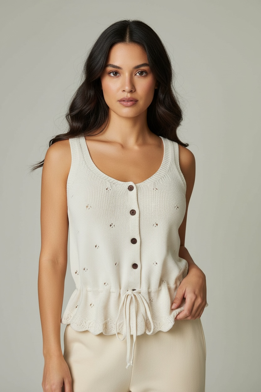 Delilah Pointelle Knit Top