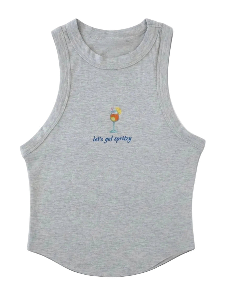 'Let's Get Spritzy' Embroidered Tank